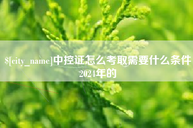 开平中控证怎么考取需要什么条件2024年的
